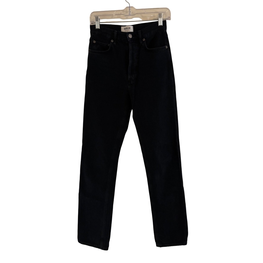 AGOLDE High Rise Straight Leg Jeans Black Denim 90's Pinch Size 24